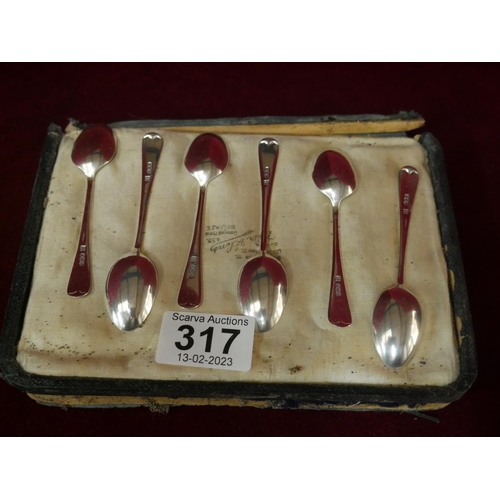 317 - 6 SILVER TEASPOONS - LID DETACHED