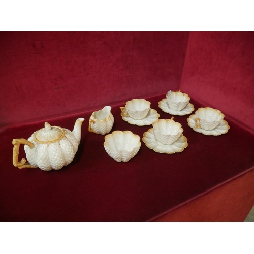 321 - BLACK STAMP BELLEEK TEA SET