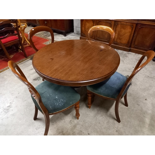 480 - VICTORIAN TABLE & 4 VICTORIAN BALLOON BACK  CHAIRS