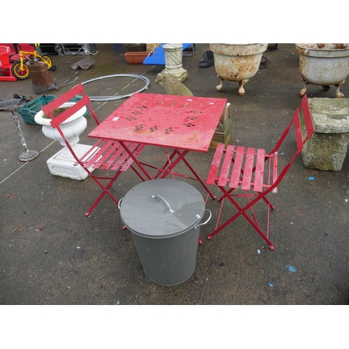 68 - GARDEN TABLE & 2 CHAIRS PLUS BIN