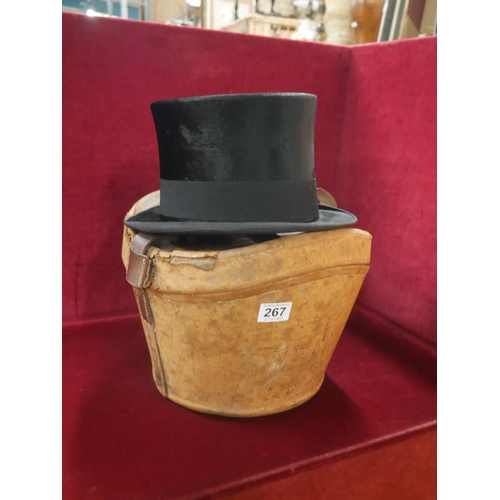 267 - SILK TOP HAT & LEATHER CASE