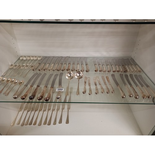 289 - LARGE HALLMARKED SOLID SILVER CANTEEN OF  CUTLERY - TOTAL WEIGHT 7980gms - 
METAL KNIFE BLADES - SMA... 