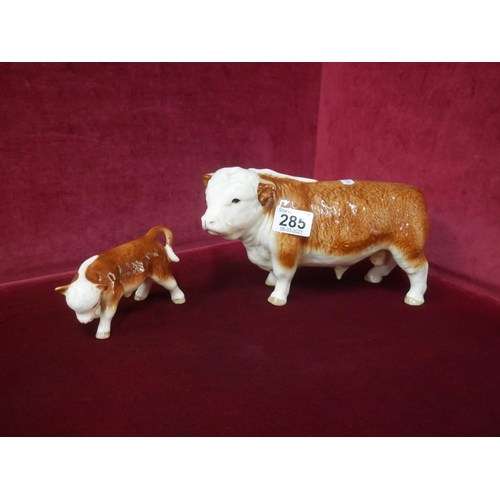 285 - CERAMIC HEREFORD BULL & CALF