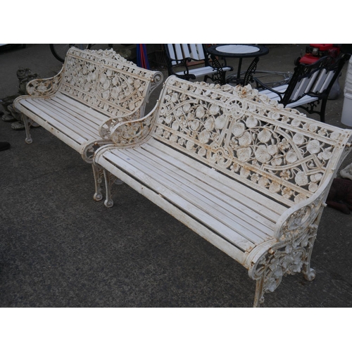 128 - PAIR OF PAIR OF CAST GARDEN SEATS - STAMPED CD