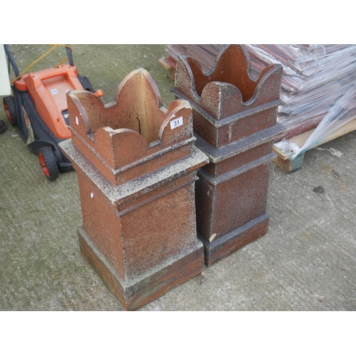 31 - PAIR OF CHIMNEY POTS