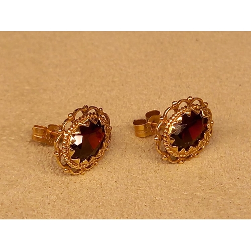 361 - 9CT & GARNET EARRINGS