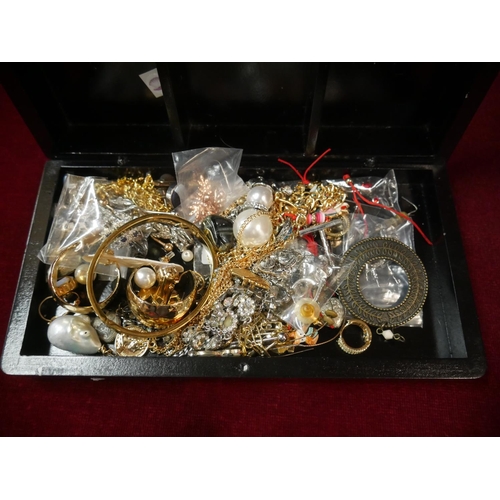 377 - BOX OF COSTUME JEWELLERY