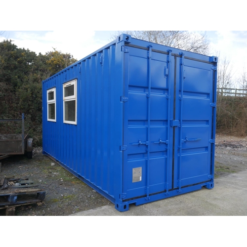 5 - 20 FT HIGH ROOF SHIPPING CONTAINER, NEWLY FITTED OUT AS OFFICE UNIT COMPLETE WITH AIR CONDITIONING