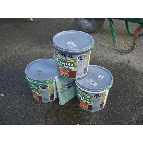 60 - 4 TUBS OF NEW RONSEAL ONE COAT FENCE LIFE