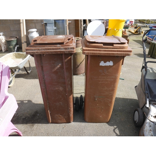 60 - 2 BROWN WHEELIE BINS