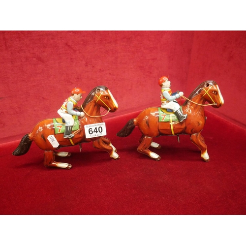 640 - 2 TIN PLATE HORSES