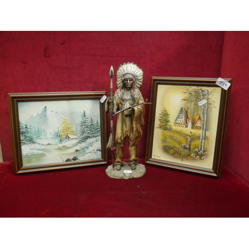 859 - INDIAN FIGURE & 2 PRINTS