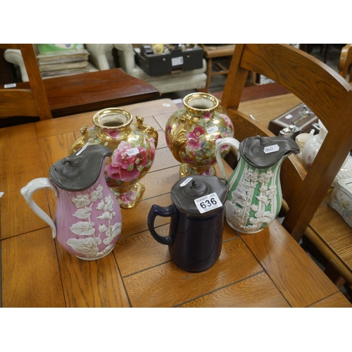 636 - 3 JUGS & 2 VASES