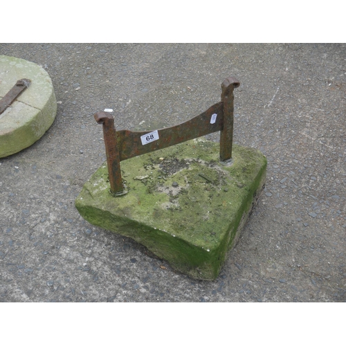 68 - ANTIQUE BOOT SCRAPER ON SANDSTONE BASE