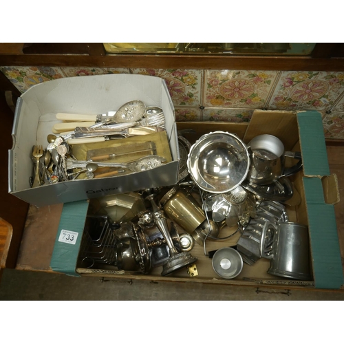 733 - BOX OF SILVER PLATE