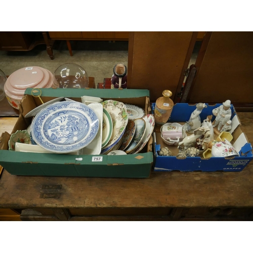 757 - 2 BOXES OF MIXED CERAMICS