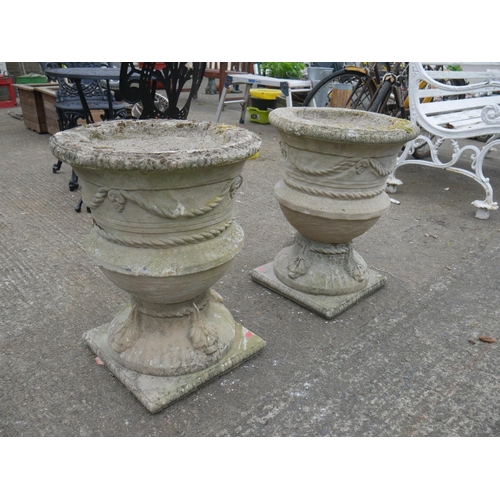 83 - 2 CONCRETE URN PLANTERS