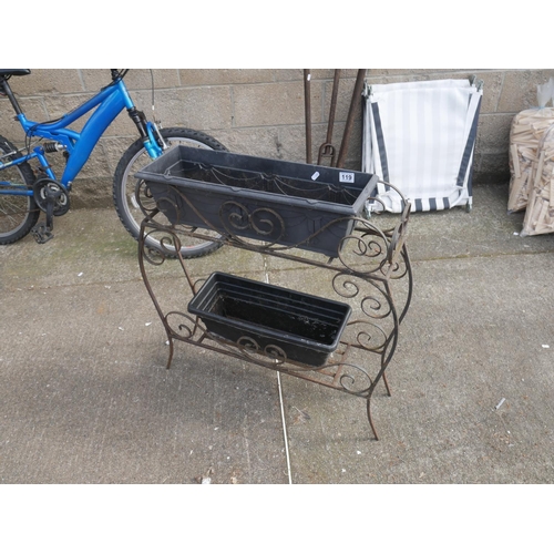 119 - WROUGHT IRON PLANT STAND & PLANTS