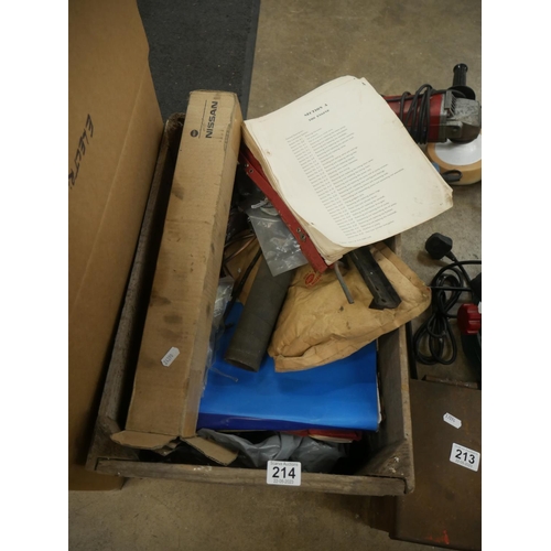 214 - BOX OF CAR PARTS