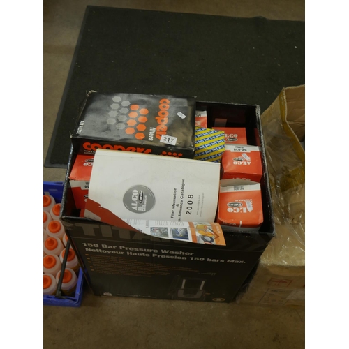 217 - BOX OF CAR PARTS