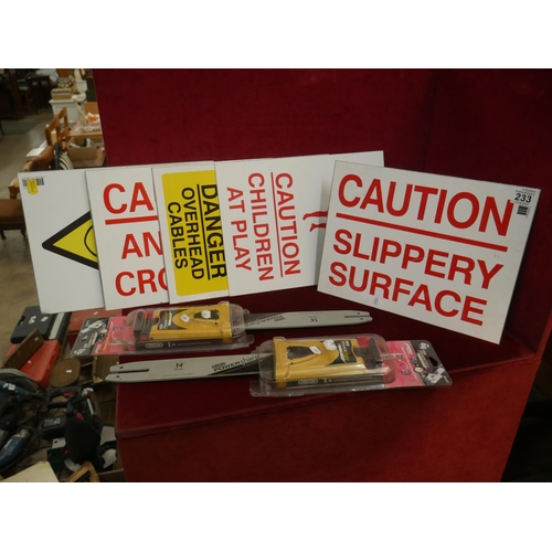 233 - WARNING SIGNS PLUS CHAINSAW SHARPENERS