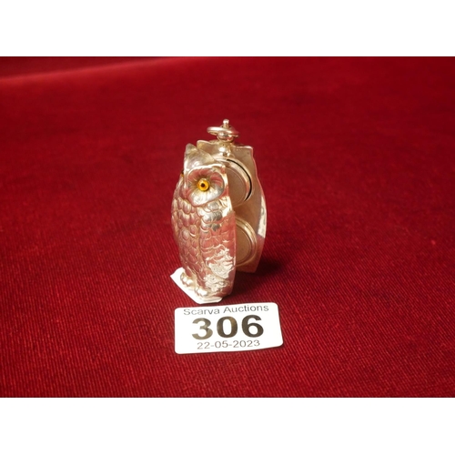 306 - TESTED SILVER OWL SOVEREIGN HOLDER & HALF SOVEREIGN HOLDER