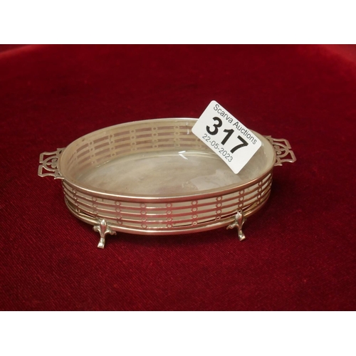 317 - HALLMARKED SILVER DISH WITH LINER