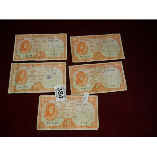 384 - 5  10 SHILLING LADY LAVERY NOTES