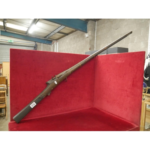 416 - ANTIQUE MATCHLOCK RIFLE WITH DAMASCAS BARREL