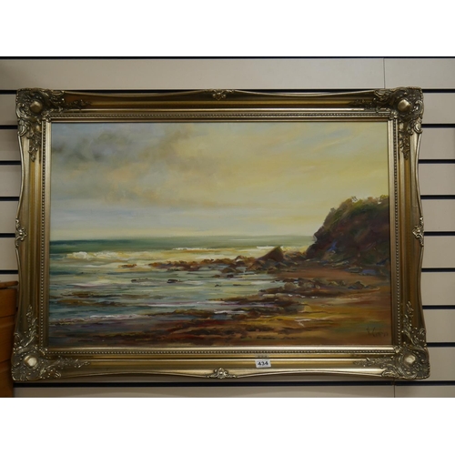 434 - LARGE FRAMED VICTOR CIREFICE OIL PAINTING - 36