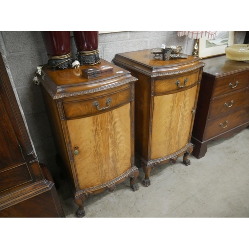 454 - PAIR OF ANTIQUE WALNUT PEDESTAL CABINETS