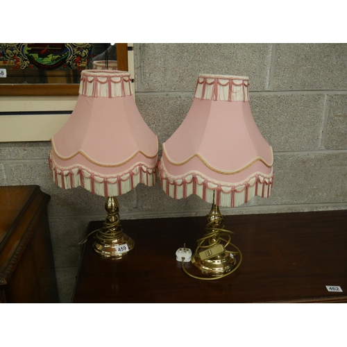 459 - PAIR OF BRASS TABLE LAMPS