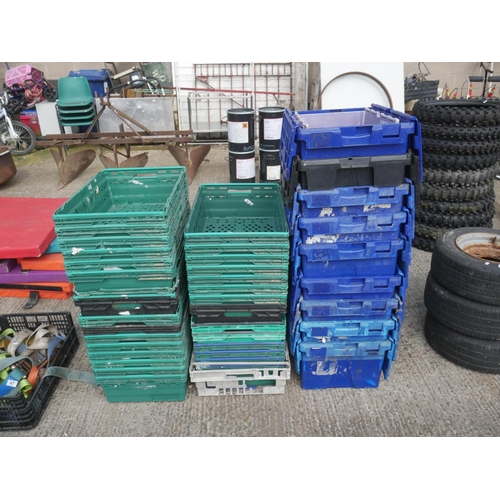 46 - LOT OF STACKING CRATES & STORAGE BOXES