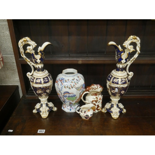 467 - MASONS X 3 PLUS 2 DECORATIVE URNS