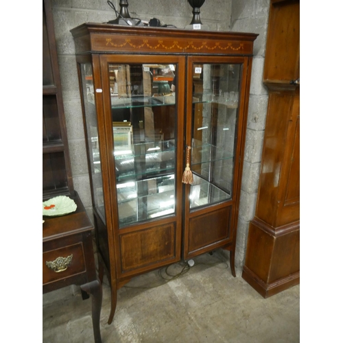 470 - EDWARDIAN INLAID DISPLAY CABINET