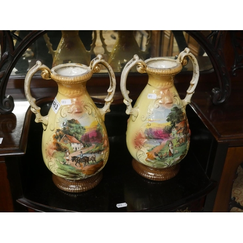 483 - PAIR OF STAFFORDSHIRE VASES