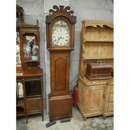 506 - GEORGIAN OAK CASED GRANDFATHER CLOCK