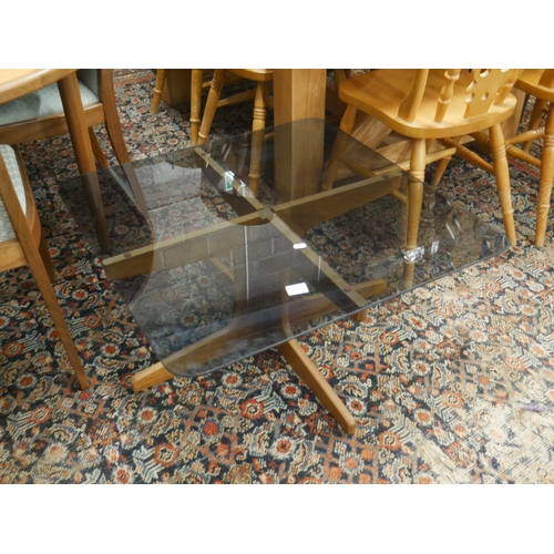 535 - MID CENTURY GLASS TOP COFFEE TABLE