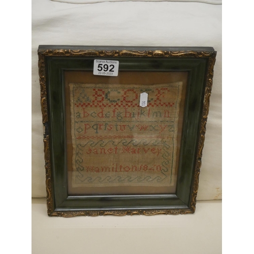 592 - FRAMED SAMPLER