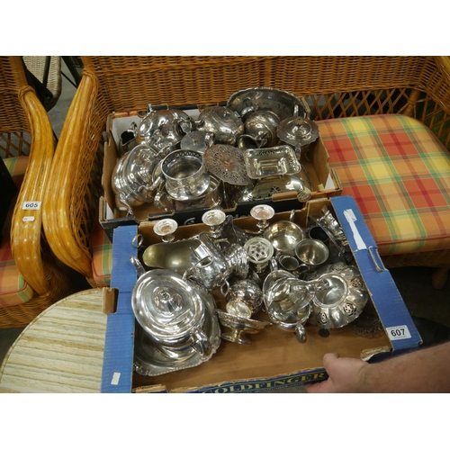 607 - 2 BOXES OF SILVER PLATE