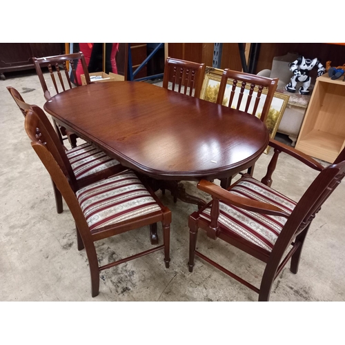 634 - MAHOGANY DINING TABLE & 6 CHAIRS