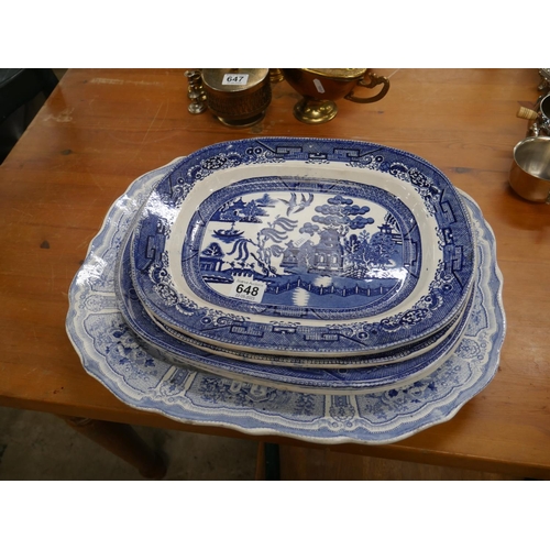 648 - LARGE BLUE & WHITE PLATTERS