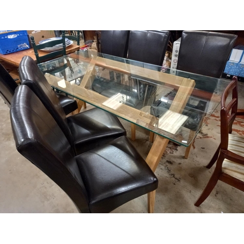 650 - GLASS TOP DINING TABLE & 6 CHAIRS