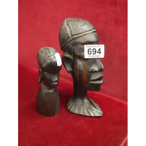 694 - 2 AFRICAN CARVED FIGURES