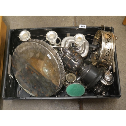 706 - BOX OF SILVER PLATE