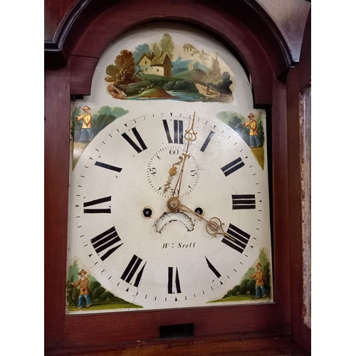 451 - 19TH C. GRANDFATHER CLOCK BY WILLIAM SCOTT