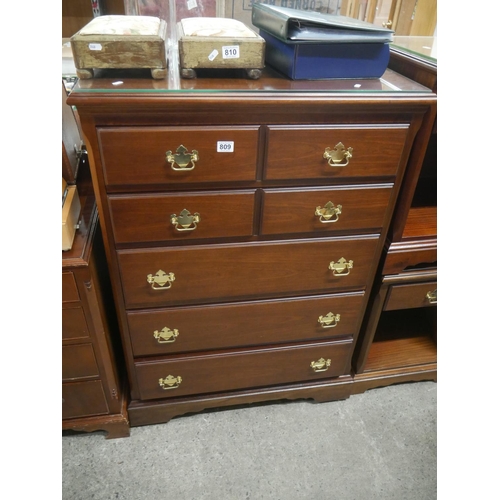 809 - MAHOGANY CHEST OF DRAWERS