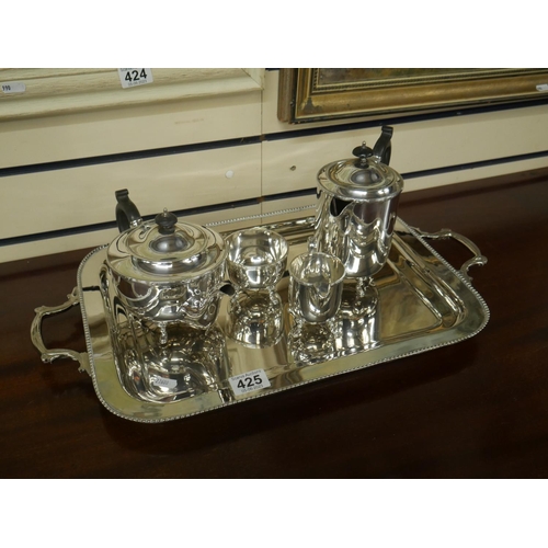 425 - TRAY OF SILVER PLATE