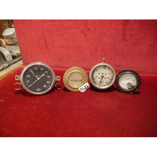 1216 - 4 VINTAGE CAR INSTRUMENT GAUGES