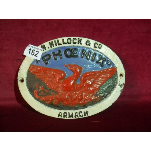 162 - CAST IRON SIGN H. HILLOCK & CO ARMAGH